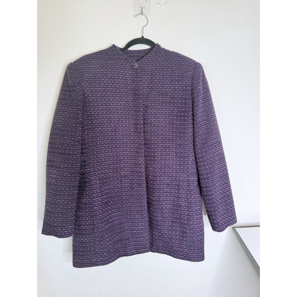 Vtg Morgan Miller Tweed Coat Jacket Womens 16 Purple Academia Mod